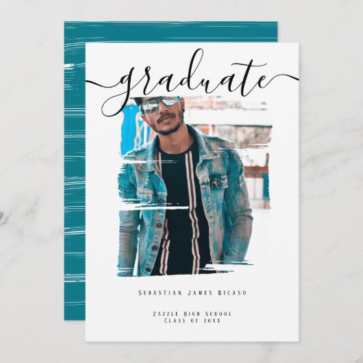 Invitation Typographie Photo Graduation personnalisée (Devant / Derrière)