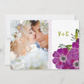 Invitation Typographie Purple et Kale Green Floral Mariage (Dos)