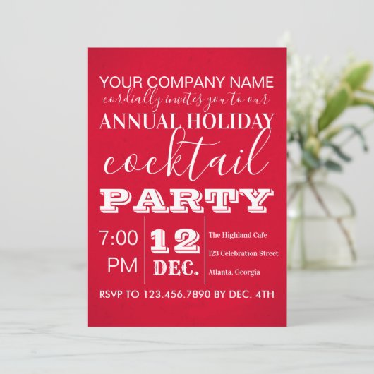 Invitation Typographie Red Corporate Fête (Debout devant)