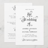 Invitation Typographie Rétro Code QR Tout En Un Blanc Propre (Devant / Derrière)