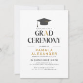 Invitation Typographie rétro de la partie Gold Grey sur White (Devant)