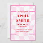 Invitation Typographie rétro en gras Baby shower rouge rose (Dos)