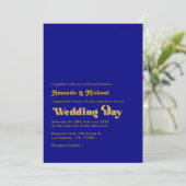 Invitation Typographie Rétro Gras Mariage Navy et Or (Debout devant)