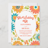 Invitation Typographie rétro Mariage solaire d'été (Devant)