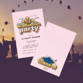 Invitation Typographie rétro Pink Graduation Colorful Party