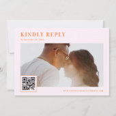 Invitation Typographie rétro rose et orange QR Code Mariage (Dos)