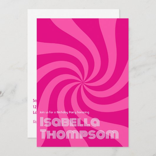 Invitation Typographie rétro super fête d'anniversaire (Devant / Derrière)