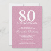 Invitation Typographie rose 80 ans anniversaire fabuleux (Devant)