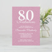 Invitation Typographie rose 80 ans anniversaire fabuleux (Debout devant)