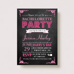 Invitation Typographie rose Chalkboard Bachelorette<br><div class="desc">Tendance Pink Typographie Chalkboard Bachelorette Invitations.</div>