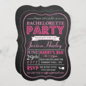 Invitation Typographie rose Chalkboard Bachelorette (Devant / Derrière)