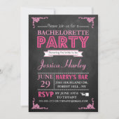 Invitation Typographie rose Chalkboard Bachelorette (Devant)