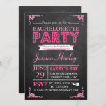 Invitation Typographie rose Chalkboard Bachelorette<br><div class="desc">Tendance Pink Typographie Chalkboard Bachelorette Invitations.</div>