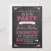 Invitation Typographie rose Chalkboard Hen Party (Devant)