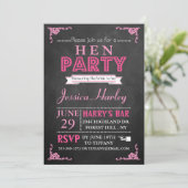 Invitation Typographie rose Chalkboard Hen Party (Debout devant)