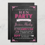 Invitation Typographie rose Chalkboard Hen Party<br><div class="desc">Tendance Pink Typographie Chalkboard Hen Party Invitations.</div>