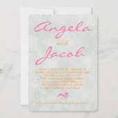 Invitation Typographie rose chaud Mariage gris orange (Devant)