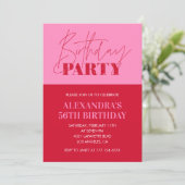 Invitation Typographie rose chic moderne pour une fête d'anni (Debout devant)