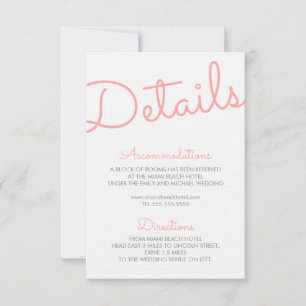 Invitation Typographie rose moderne Détails du Mariage