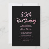 Invitation Typographie rose moderne et minimale Anniversaire (Devant)