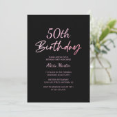 Invitation Typographie rose moderne et minimale Anniversaire (Debout devant)