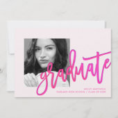 Invitation Typographie rose moderne Photo Grad Party (Devant)