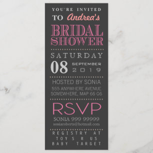 Invitation Typographie rose moderne Wedding shower nuptial lo