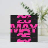 Invitation Typographie rose noir gras Bachelorette (Debout devant)