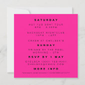 Invitation Typographie rose noir gras Bachelorette (Dos)