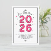 Invitation Typographie rose rétro 2017 Soirée du Nouvel An (Debout devant)