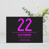 Invitation Typographie rose simple pour 22e anniversaire  (Debout devant)