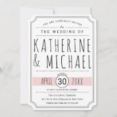 Invitation Typographie rose vif coins inversés mariage (Devant)