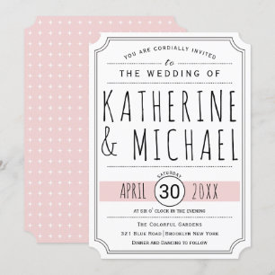 Invitation Typographie rose vif coins inversés mariage