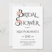 Invitation Typographie rose vif, roses roses roses douches (Devant)