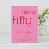 Invitation Typographie Rouge rose moderne 50e anniversaire (Debout devant)