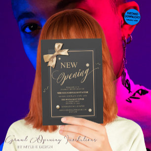 Invitation Typographie ruban or Restaurant nouvelle ouverture