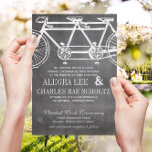 Invitation Typographie rustique Chalkboard Vélo Vintage<br><div class="desc">Vintage Typographie moderne Vintage Cottagecore Vélo moderne Conçu pour deux faire-part de mariage en damier doux et soyeux</div>