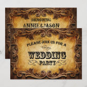 Invitation typographie rustique mariage de campagne western (Devant / Derrière)