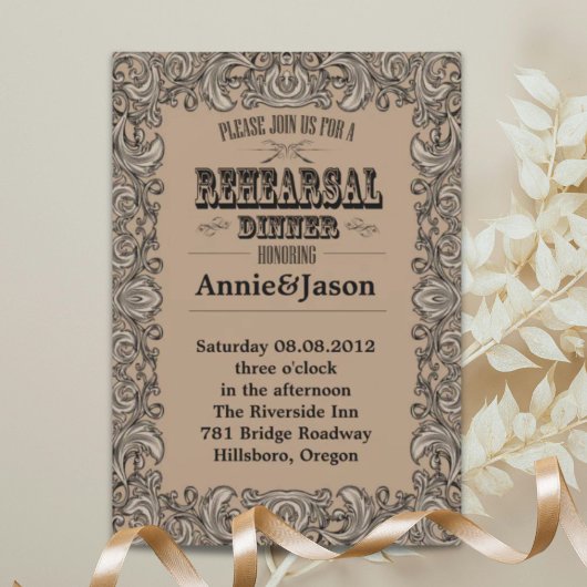 Invitation typographie rustique mariage pays occidental