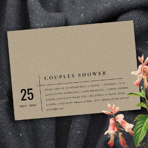 Invitation Typographie Rustique moderne Kraft Couples Douche