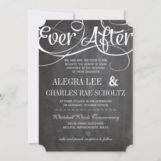 Invitation Typographie Rustique Tableau De Bord Jamais Après  (Devant)