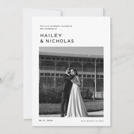Invitation Typographie sans temps classique QR Code Mariage p (Devant)