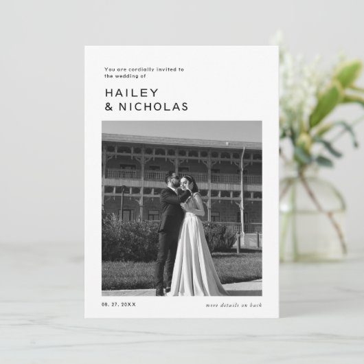 Invitation Typographie sans temps classique QR Code Mariage p (Debout devant)