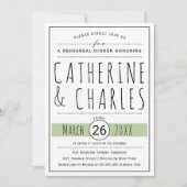 Invitation Typographie sauge vert mariage répétition dîner (Devant)