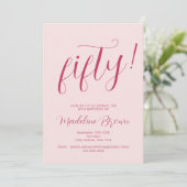 Invitation Typographie Script Blush Pink 50e anniversaire (Debout devant)