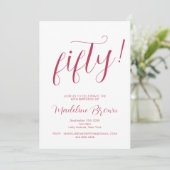 Invitation Typographie Script Magenta 50e anniversaire (Debout devant)