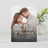 Invitation Typographie simple 2 Photo QR Code RSVP Mariage (Debout devant)