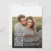 Invitation Typographie simple 2 Photo QR Code RSVP Mariage (Dos)