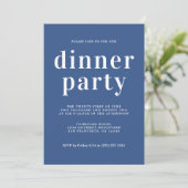 Invitation Typographie Simple Chic Classic Blue Dinner Party (Debout devant)