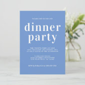 Invitation Typographie Simple Chic Dîner Bleu (Debout devant)